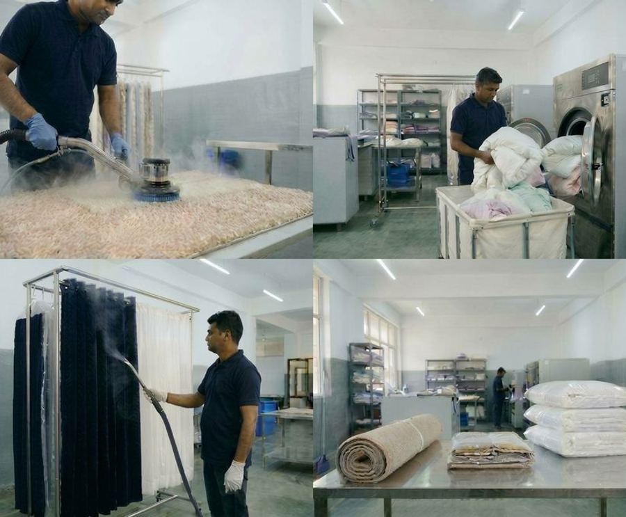 Cleaned and packed rugs, blankets and pillows ready for delivery