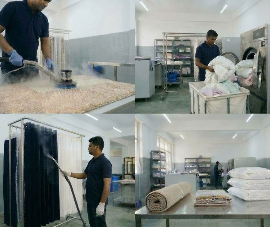 Rotary carpet steam extraction, blanket washing and curtain steaming at Apex ProWash, Faridabad