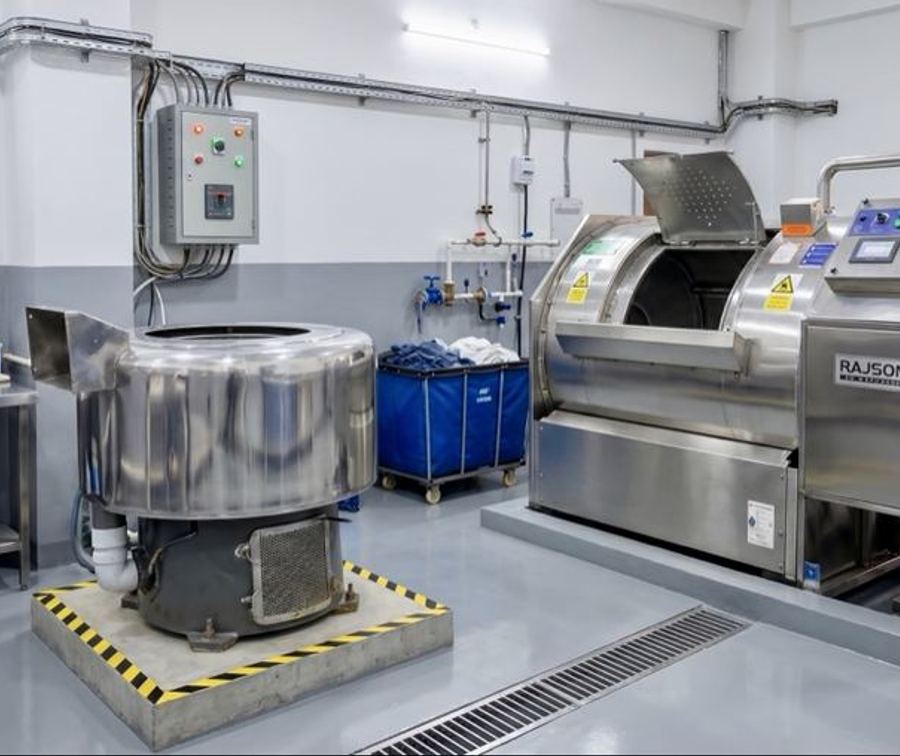 Rajsons washer-extractor and hydro-extractor at the Apex ProWash plant in Faridabad